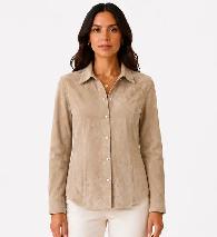 Women’s Genuine Suede Leather Shirt Jacket – Size Medium Only - Photo 5