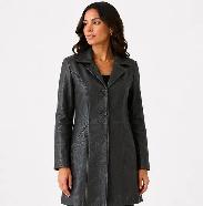 Women’s Embossed Leather Long Coat - Photo 2