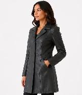 Women’s Embossed Leather Long Coat - Photo 3