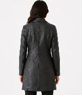 Women’s Embossed Leather Long Coat - Photo 4