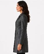 Women’s Embossed Leather Long Coat - Photo 5