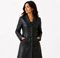 Women’s Long Leather Coat – Size 2XS - Photo 3