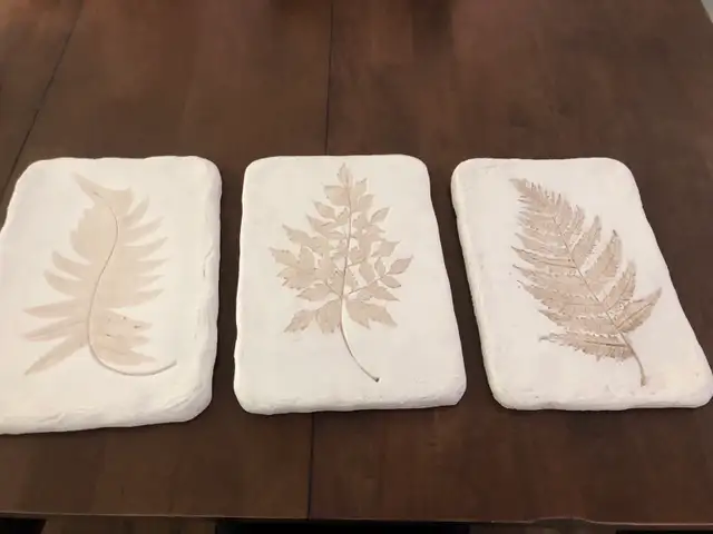 3 plaster handmade wall plaques