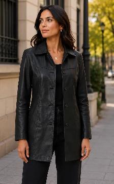 Women’s Leather Jacket with Belt Loops