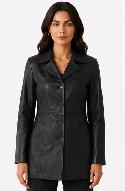 Women’s Leather Jacket with Belt Loops - Photo 5