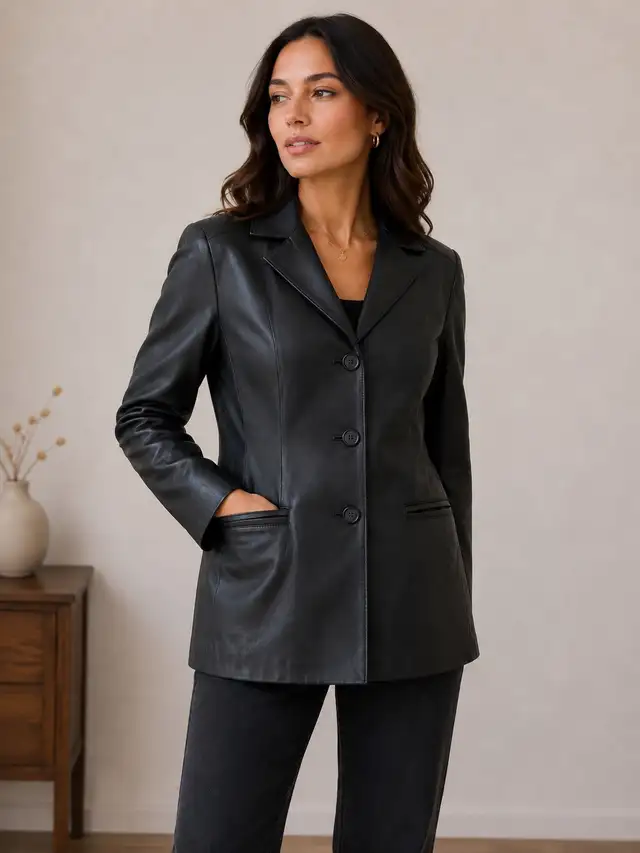 Women’s Tailored Leather Jacket – Size Large Only