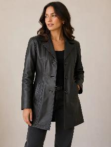 Women’s Mid-Length Leather Jacket – Size XS Only