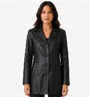Women’s Mid-Length Leather Jacket – Size XS Only - Photo 4