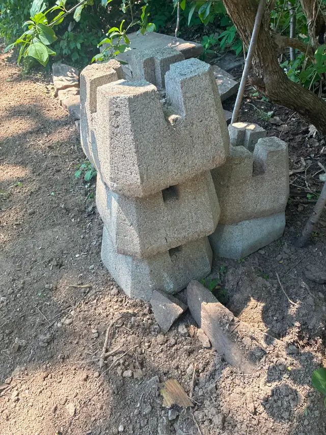 Patio base concrete blocks