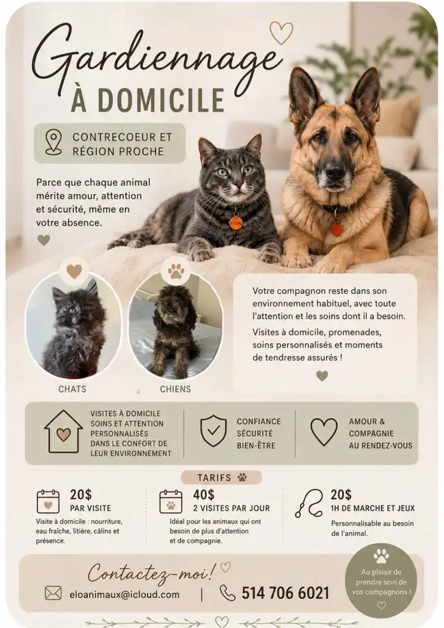Gardienne d’animaux à domicile
