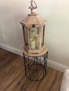 farmhouse county lantern and side table