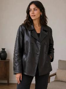 Women’s Double-Breasted Leather Jacket