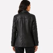 Women’s Double-Breasted Leather Jacket - Photo 3