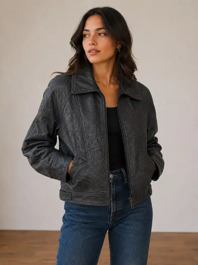 Women’s Embossed Leather Jacket