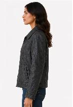 Women’s Embossed Leather Jacket - Photo 2