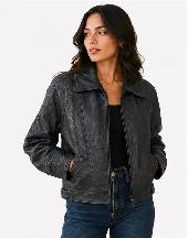 Women’s Embossed Leather Jacket - Photo 5