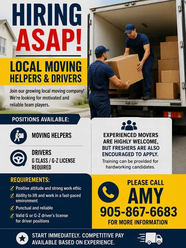 Hiring ASAP Movers (local movers)