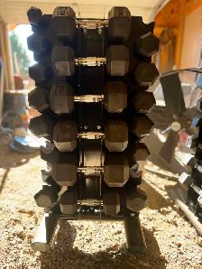Rubber hex dumbbells - Photo 2