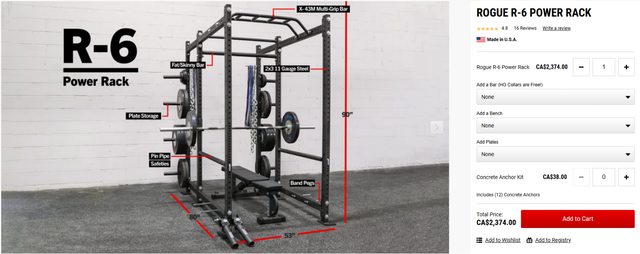 Selling a Rogue R-6 Power Rack in like-new condition.