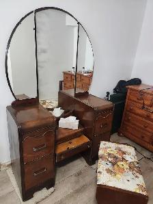 Vintage vanity dresser and chair for sale