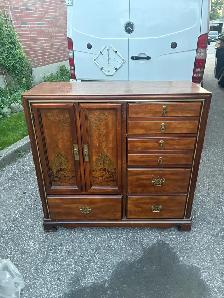 Free delivery antique Vintage Wooden Cabinet with  Crane Design