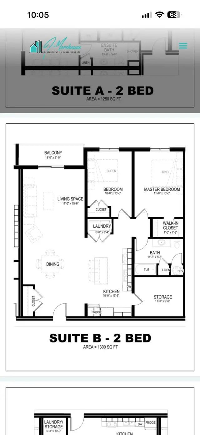 large spacious 2 bedroom apartment