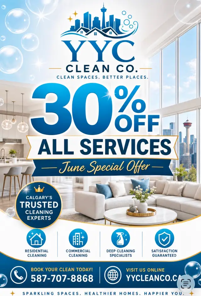 YYC CLEAN CO 30% OFF MAY SERVICE.