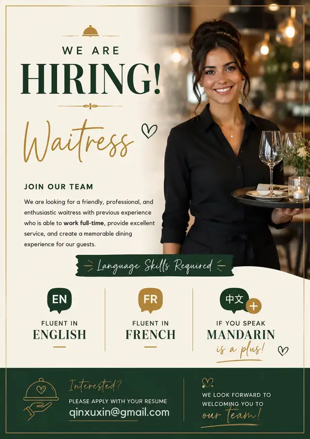 Looking for Waiter and Waitress