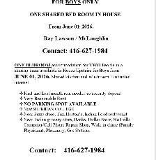 ONE BEDROOM in a house available for TWO BOYS on sharing basis