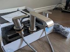 Brand New Brushed Nickel Bathroom Waterfall Faucet For Sale - Photo 5