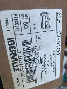Iberville half inch EMT set screw couplings