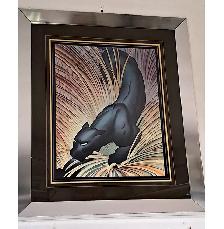 VINTAGE STALKING BLACK PANTHER- ART DECO POSTER- LARGE