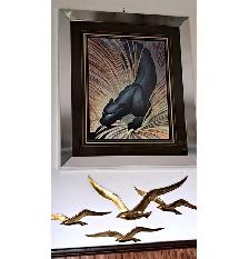 VINTAGE STALKING BLACK PANTHER- ART DECO POSTER- LARGE - Photo 3