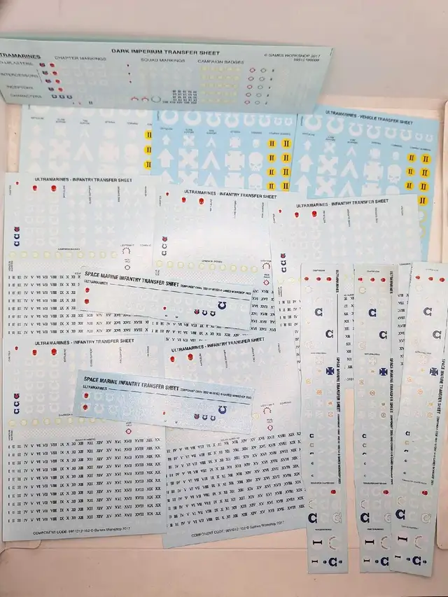 Warhammer 40k Large Ultramarine transfer sheet lot