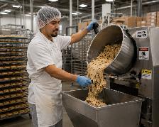 Mixer and oven operator