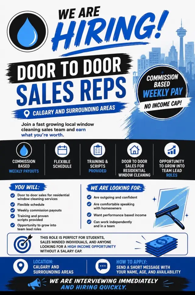 Make $1,000 /week Door to Door (Calgary Team Hiring Now)