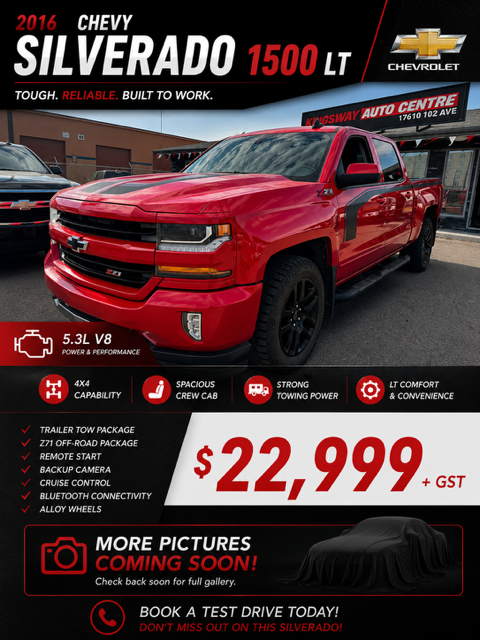 2016 CHEVROLET SILVERADO 1500 LT Z71 – 5.3L V8 – 4X4