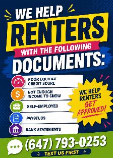 RENTERS GET APPROVED! Poor Credit Score? Low Income? We can help