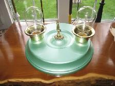 VINTAGE ANTIQUE FLUSH MOUNT CEILING TWIN LIGHT FIXTURE - Photo 2