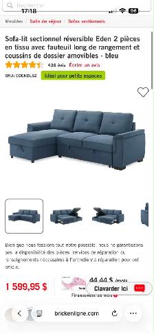 Sofa-lit sectionnel réversible  – Comme NEUF  (Laval) - Photo 6