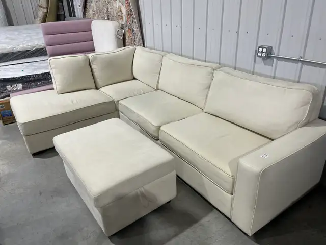 Fabric Sectional with Storage Ottoman - display