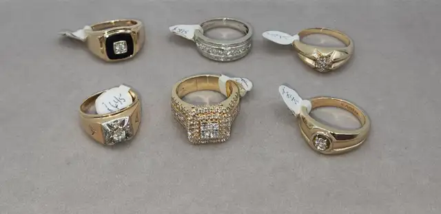 10k Gold Men's Rings with Diamonds, Onyx 6 Available