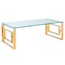 EROS COFFEE TABLE IN POLISHED GOLD AND THICK GLASS.. - Photo 2