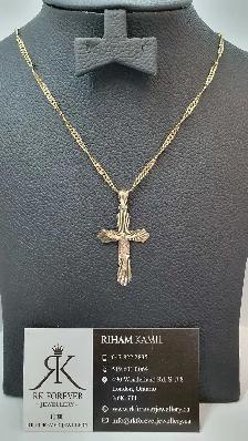 14k yellow gold chain with Cross # 408_15