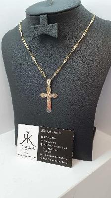 14k yellow gold chain with Cross # 408_15 - Photo 2