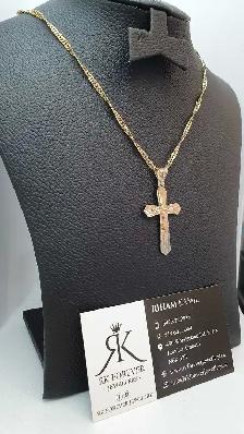 14k yellow gold chain with Cross # 408_15 - Photo 3