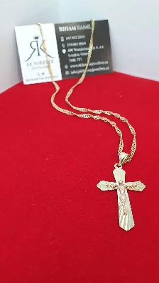 14k yellow gold chain with Cross # 408_15 - Photo 4