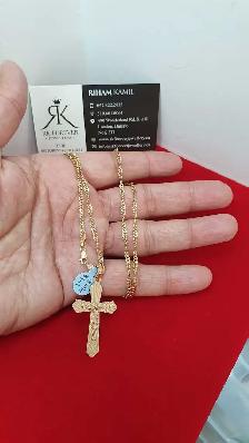 14k yellow gold chain with Cross # 408_15 - Photo 5