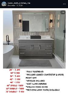 Bathroom vanities LED mirrors kitchen countertops