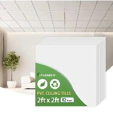 2ft x 2ft Smooth White Ceiling Tiles for Suspended Ceiling,
